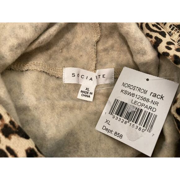 Socialite Fleece Lined Hoodie Sweatshirt Sz XL/Extra Large in Leopard Print NWT - Picture 6 of 7